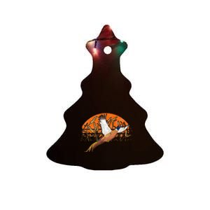 Ringneck Pheasant Hunting Upland Bird Hunter Grain Field Ceramic Tree Ornament