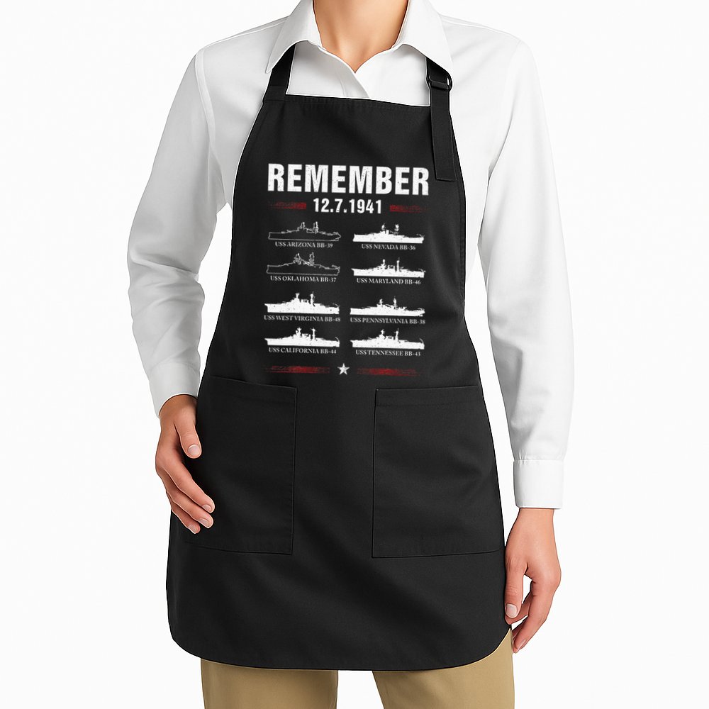 Remember Pearl Harbor Memorial Day December 7th 1941 Wwii Apron