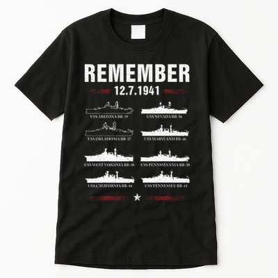 Remember Pearl Harbor Memorial Day December 7th 1941 Wwii Tall T-Shirt