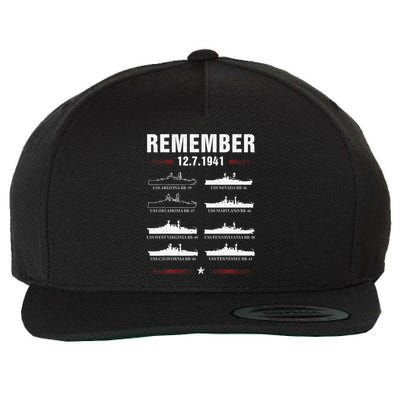 Remember Pearl Harbor Memorial Day December 7th 1941 Wwii Wool Snapback Cap