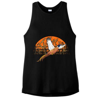 Ringneck Pheasant Hunting Upland Bird Hunter Grain Field Ladies PosiCharge Tri-Blend Wicking Tank