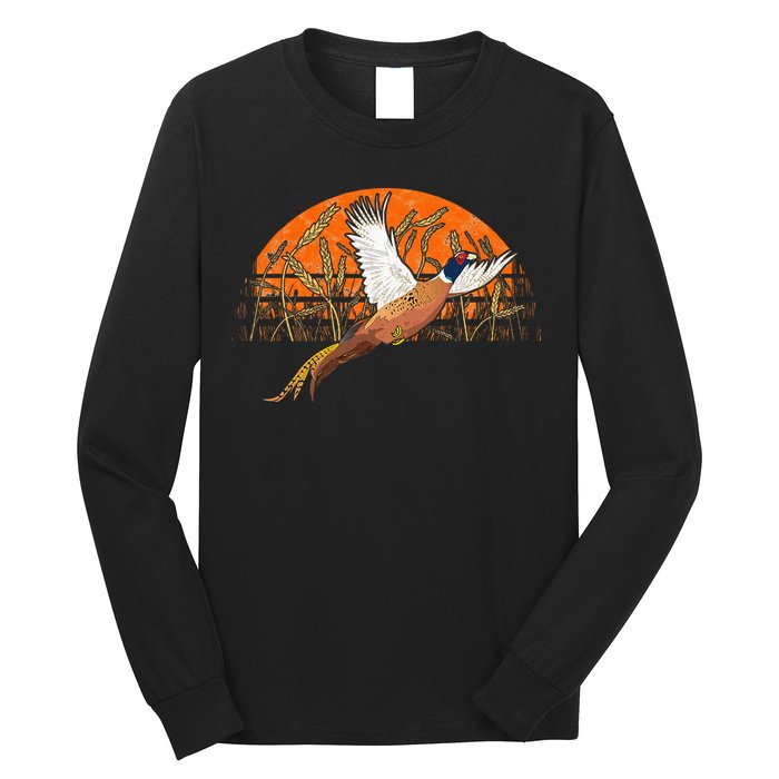 Ringneck Pheasant Hunting Upland Bird Hunter Grain Field Long Sleeve Shirt