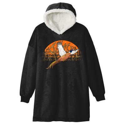 Ringneck Pheasant Hunting Upland Bird Hunter Grain Field Hooded Wearable Blanket