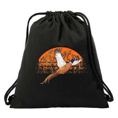 Ringneck Pheasant Hunting Upland Bird Hunter Grain Field Drawstring Bag