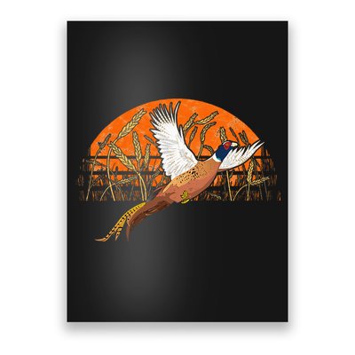 Ringneck Pheasant Hunting Upland Bird Hunter Grain Field Poster