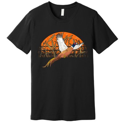 Ringneck Pheasant Hunting Upland Bird Hunter Grain Field Premium T-Shirt