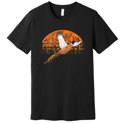 Ringneck Pheasant Hunting Upland Bird Hunter Grain Field Premium T-Shirt