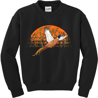 Ringneck Pheasant Hunting Upland Bird Hunter Grain Field Kids Sweatshirt