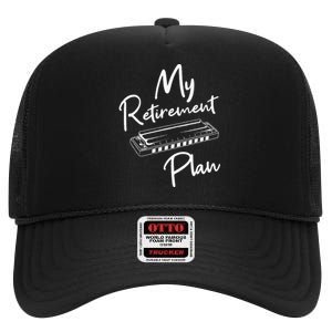 Retirement Plan Harmonica Player Harmonicist French Harp High Crown Mesh Back Trucker Hat