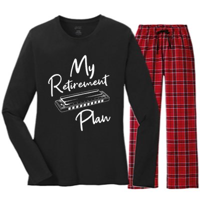 Retirement Plan Harmonica Player Harmonicist French Harp Women's Long Sleeve Flannel Pajama Set 