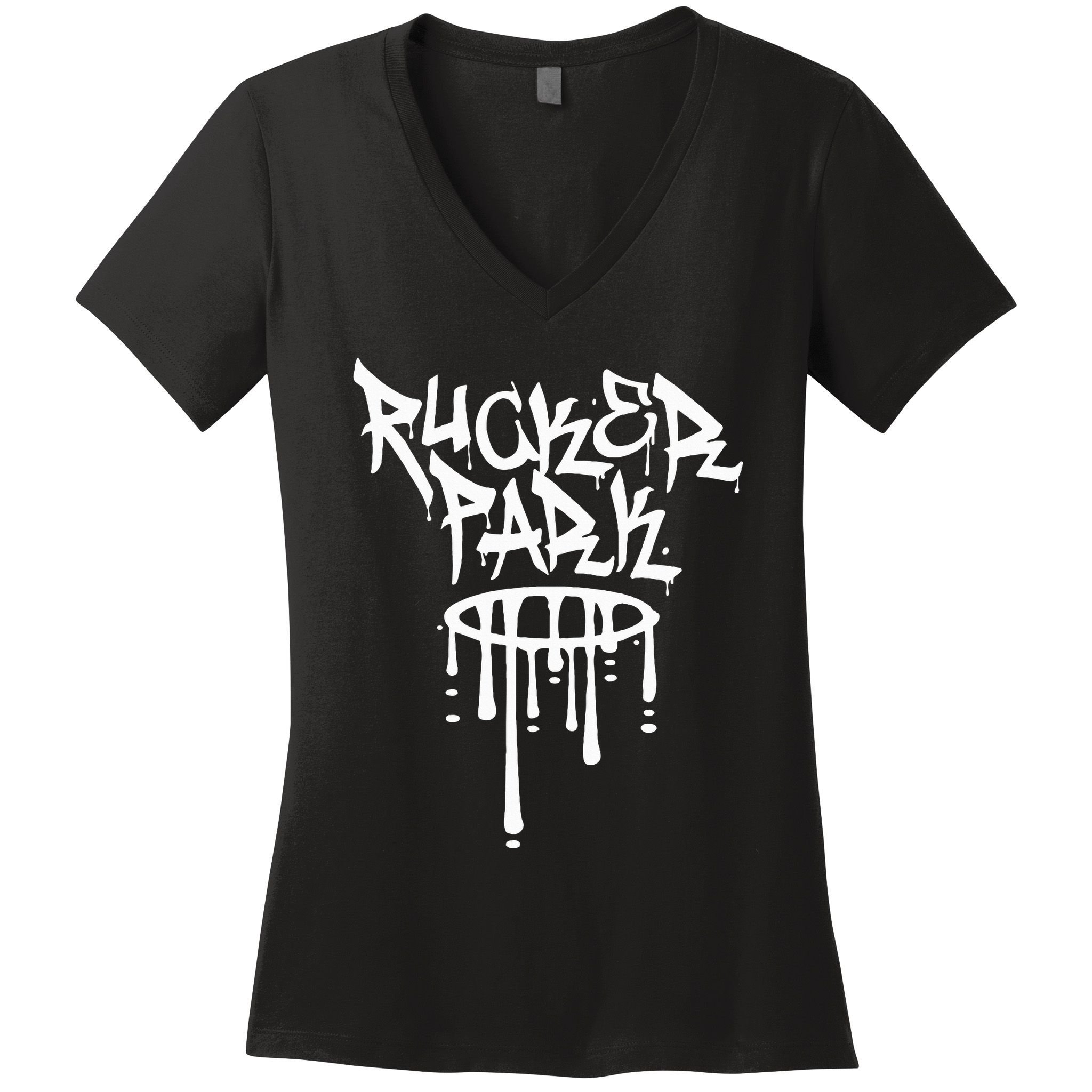 Rucker Park Hip Hop Graffiti Street Art Font Women's V-Neck T-Shirt