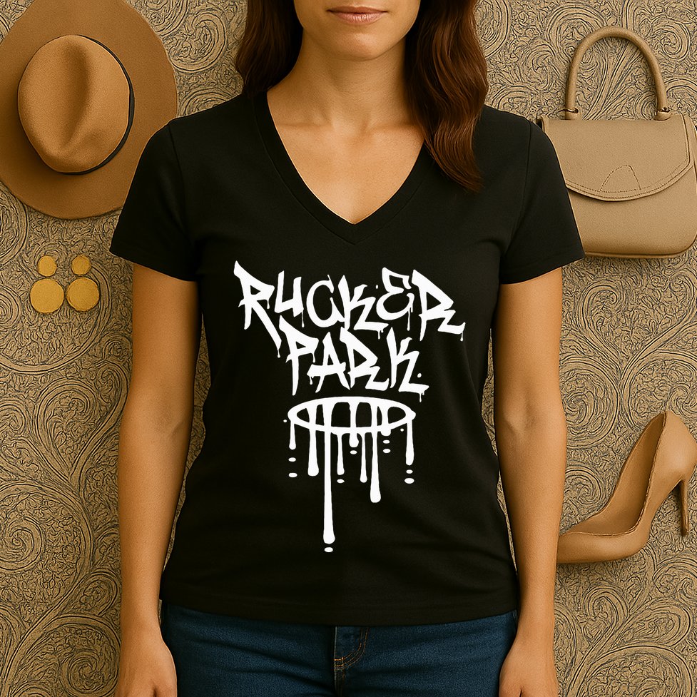 Rucker Park Hip Hop Graffiti Street Art Font Women's V-Neck T-Shirt