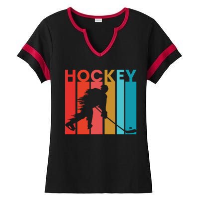 Retro Poster Hockey Lovers Ladies Halftime Notch Neck Tee