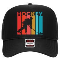 Retro Poster Hockey Lovers High Crown Mesh Back Trucker Hat