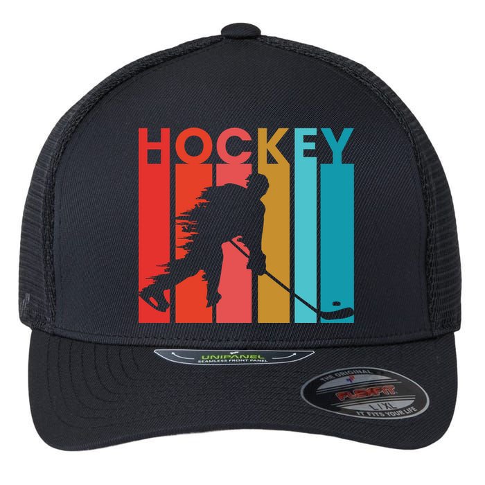 Retro Poster Hockey Lovers Flexfit Unipanel Trucker Cap