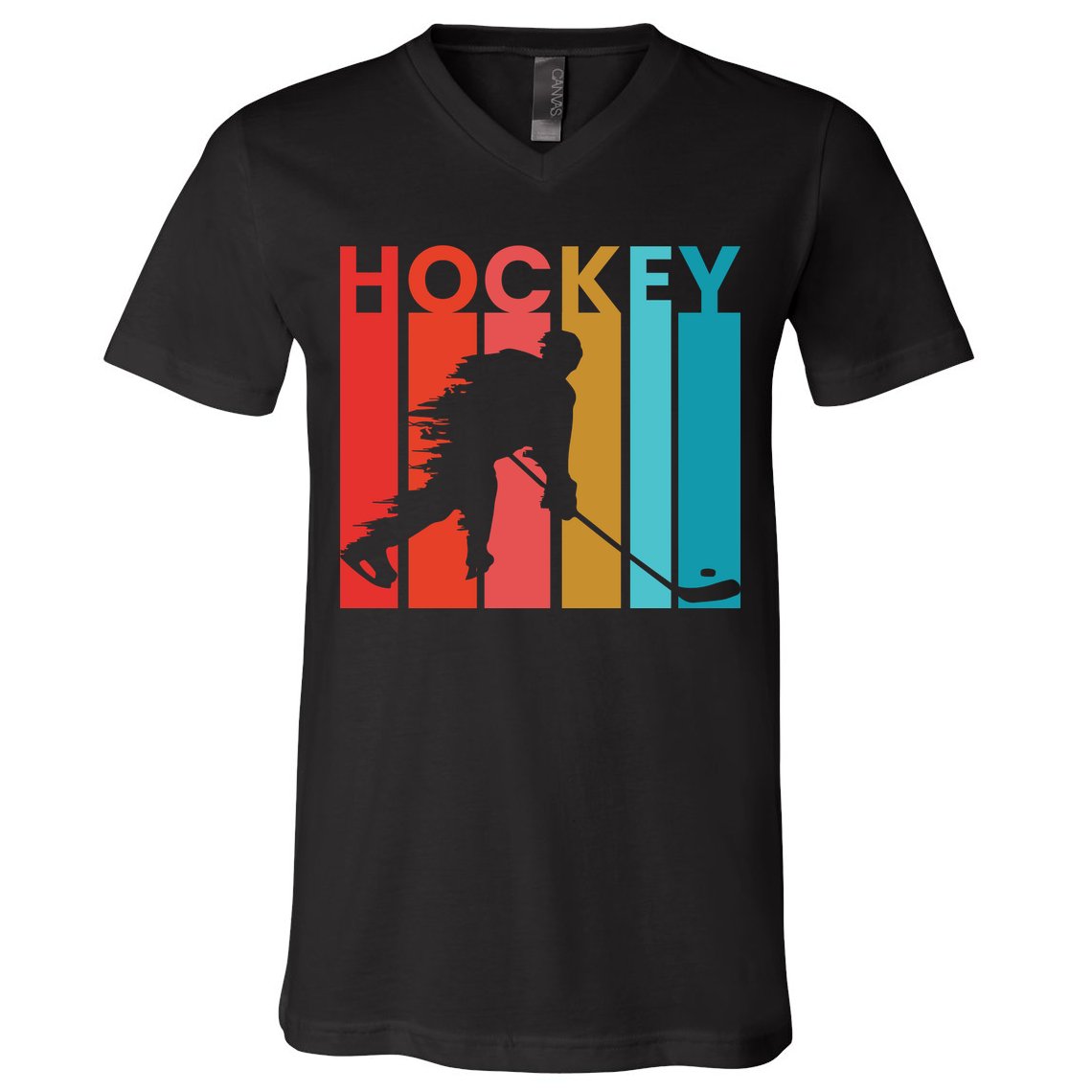 Retro Poster Hockey Lovers V-Neck T-Shirt