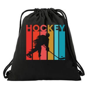 Retro Poster Hockey Lovers Drawstring Bag