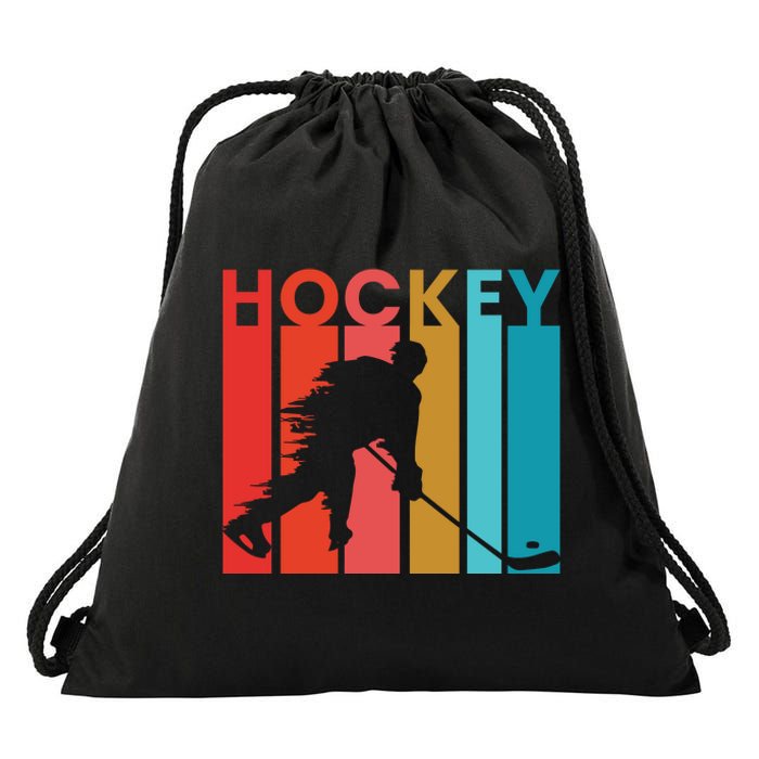 Retro Poster Hockey Lovers Drawstring Bag