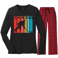 Retro Poster Hockey Lovers Women's Long Sleeve Flannel Pajama Set 