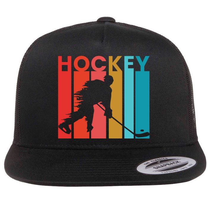 Retro Poster Hockey Lovers Flat Bill Trucker Hat