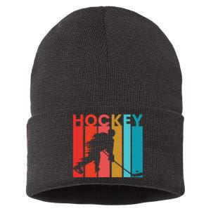 Retro Poster Hockey Lovers Sustainable Knit Beanie