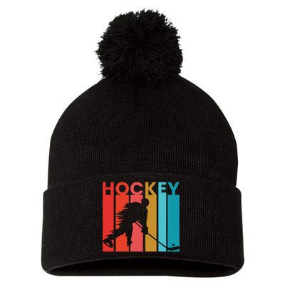 Retro Poster Hockey Lovers Pom Pom 12in Knit Beanie