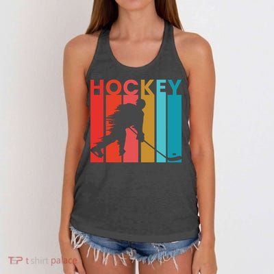 Retro Poster Hockey Lovers Women's Knotted Racerback Tank