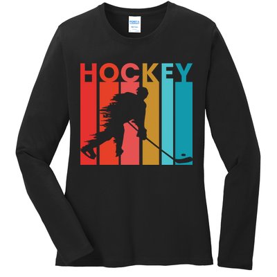 Retro Poster Hockey Lovers Ladies Long Sleeve Shirt