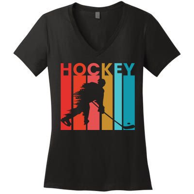 Retro Poster Hockey Lovers Women's V-Neck T-Shirt