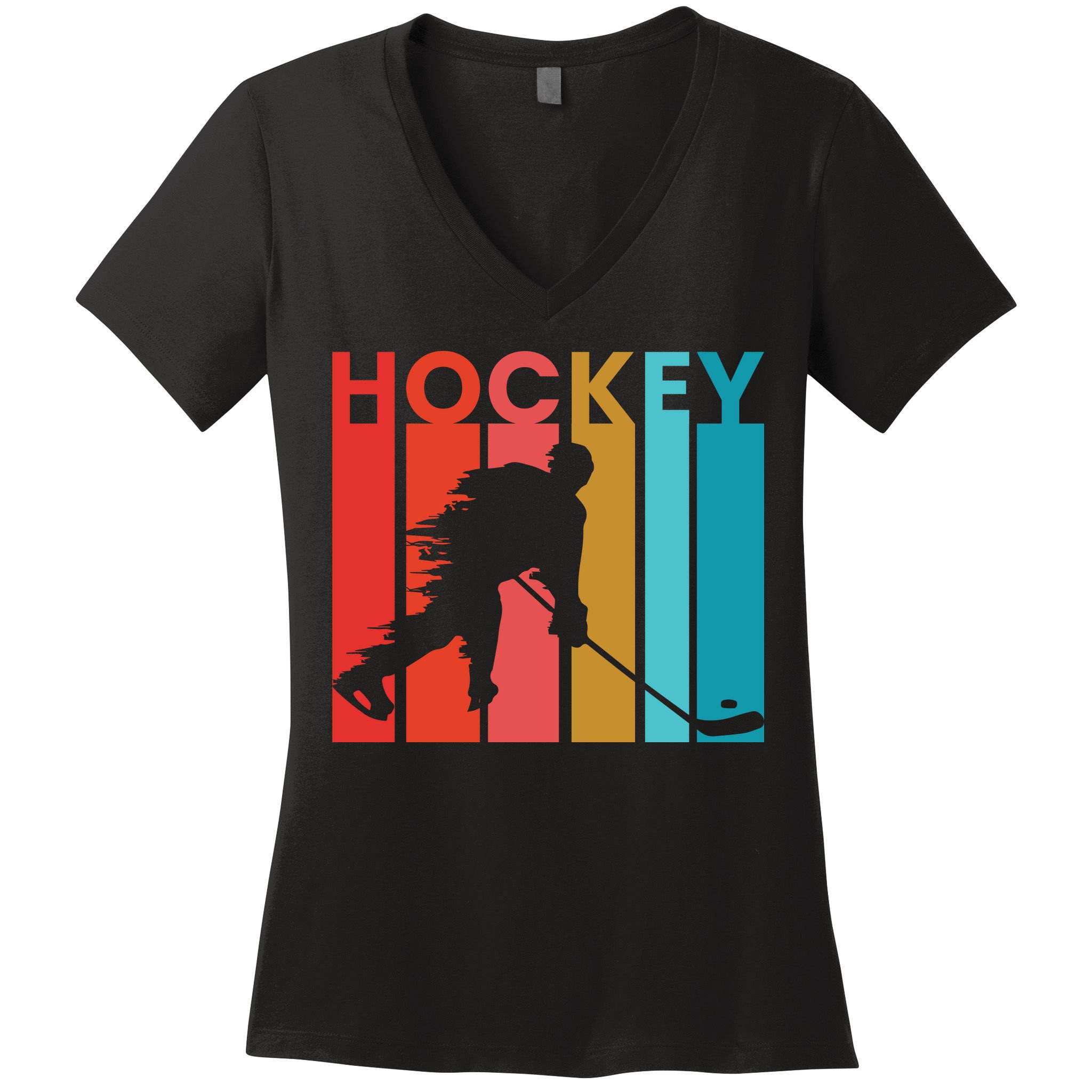 Retro Poster Hockey Lovers Women's V-Neck T-Shirt