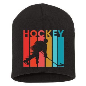 Retro Poster Hockey Lovers Short Acrylic Beanie