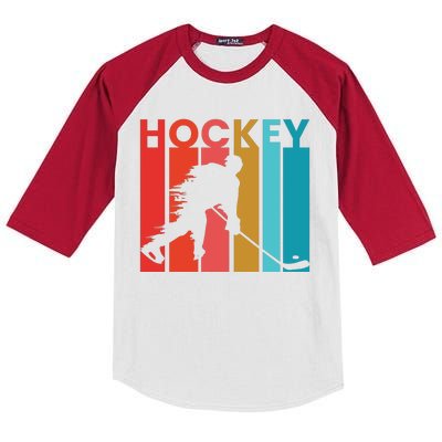 Retro Poster Hockey Lovers Kids Colorblock Raglan Jersey