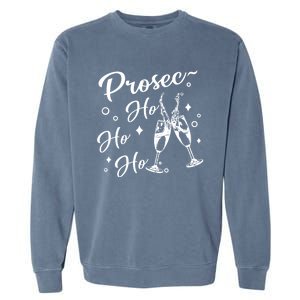 Retro Prosec Ho Ho Ho Funny Presecco Christmas Vacation Cute Gift Garment-Dyed Sweatshirt