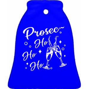 Retro Prosec Ho Ho Ho Funny Presecco Christmas Vacation Cute Gift Ceramic Bell Ornament