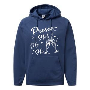 Retro Prosec Ho Ho Ho Funny Presecco Christmas Vacation Cute Gift Performance Fleece Hoodie