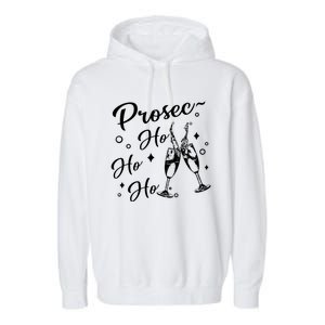 Retro Prosec Ho Ho Ho Funny Presecco Christmas Vacation Cute Gift Garment-Dyed Fleece Hoodie