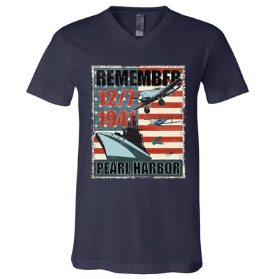 Remember Pearl Harbor Remembrance Day December 7th 1941 V-Neck T-Shirt