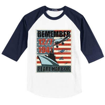 Remember Pearl Harbor Remembrance Day December 7th 1941 Baseball Sleeve Shirt