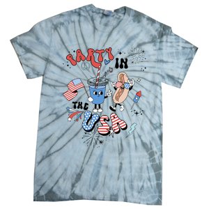 Retro Party In The USA Flag Groovy 4th Of July Patriotic Tie-Dye T-Shirt