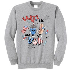 Retro Party In The USA Flag Groovy 4th Of July Patriotic Tall Sweatshirt