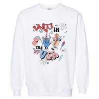 Retro Party In The USA Flag Groovy 4th Of July Patriotic Garment-Dyed Sweatshirt