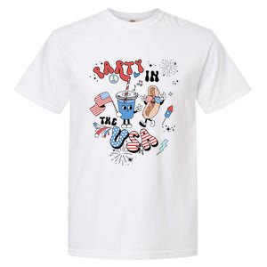 Retro Party In The USA Flag Groovy 4th Of July Patriotic Garment-Dyed Heavyweight T-Shirt