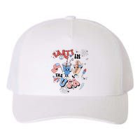 Retro Party In The USA Flag Groovy 4th Of July Patriotic Yupoong Adult 5-Panel Trucker Hat