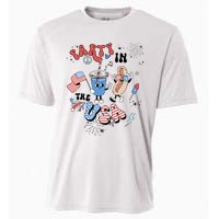 Retro Party In The USA Flag Groovy 4th Of July Patriotic Cooling Performance Crew T-Shirt