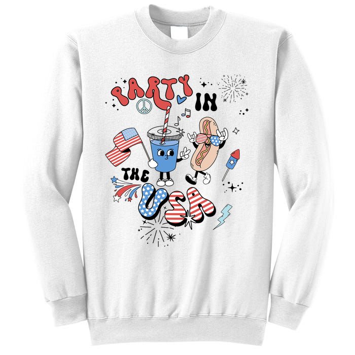 Retro Party In The USA Flag Groovy 4th Of July Patriotic Sweatshirt