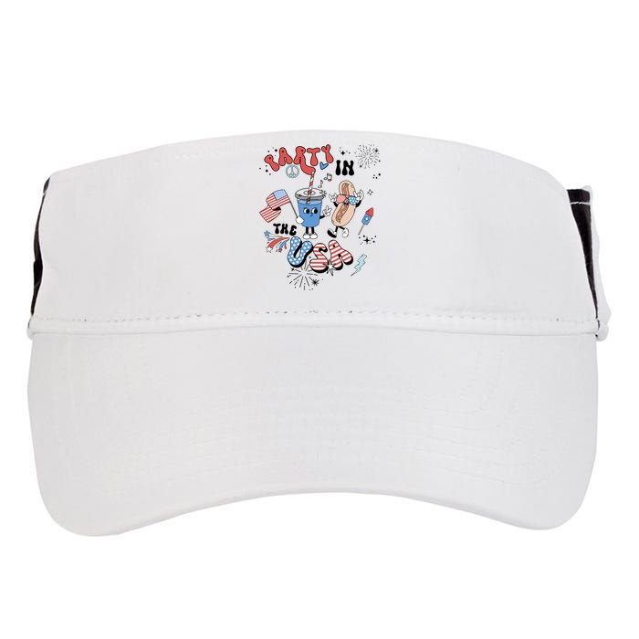 Retro Party In The USA Flag Groovy 4th Of July Patriotic Adult Drive Performance Visor