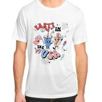 Retro Party In The USA Flag Groovy 4th Of July Patriotic Adult ChromaSoft Performance T-Shirt