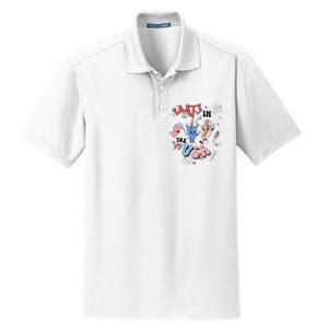 Retro Party In The USA Flag Groovy 4th Of July Patriotic Dry Zone Grid Polo