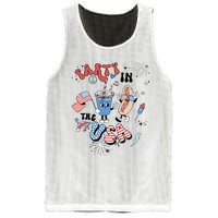 Retro Party In The USA Flag Groovy 4th Of July Patriotic Mesh Reversible Basketball Jersey Tank