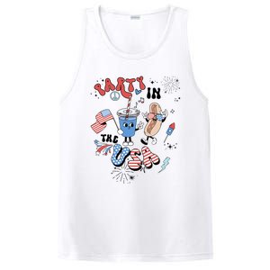 Retro Party In The USA Flag Groovy 4th Of July Patriotic PosiCharge Competitor Tank